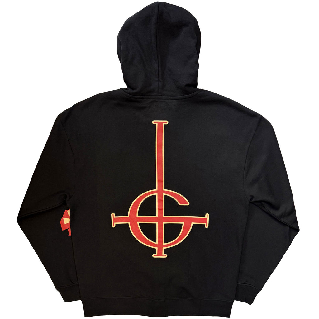 Ghost Unisex Zipped Hoodie: Serpent Split (Black) (Back & Sleeve Print) (QUAR:EXCL)