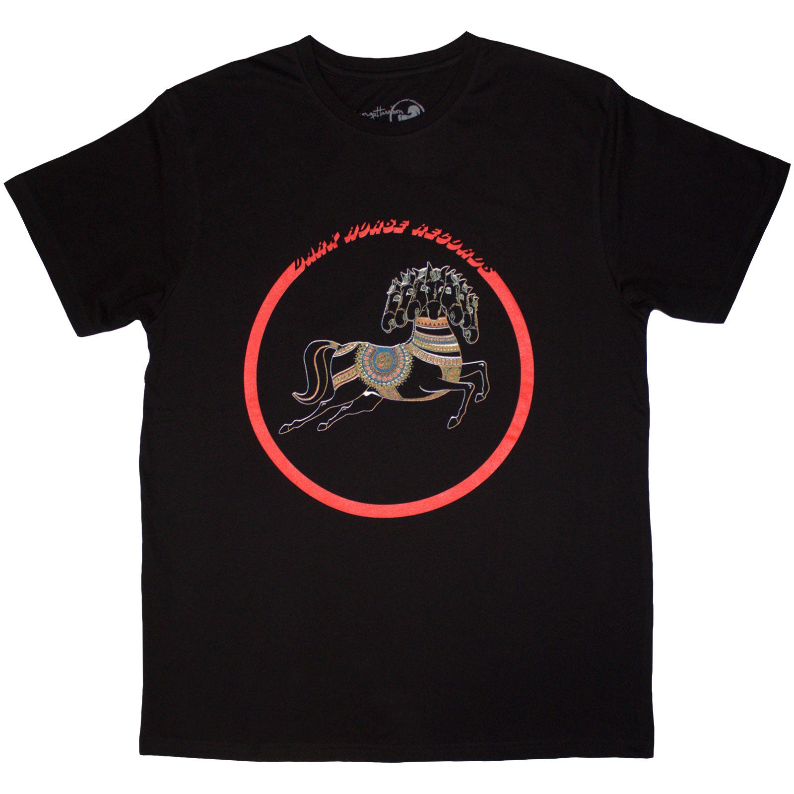 George Harrison Unisex T-Shirt: Dark Horse Logo (Black) (Back Print)