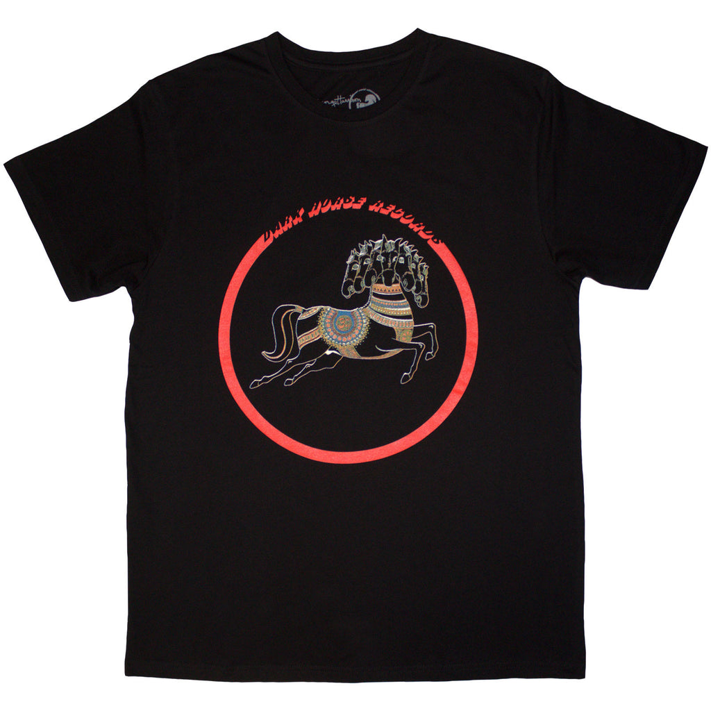 George Harrison Unisex T-Shirt: Dark Horse Logo (Black) (Back Print)
