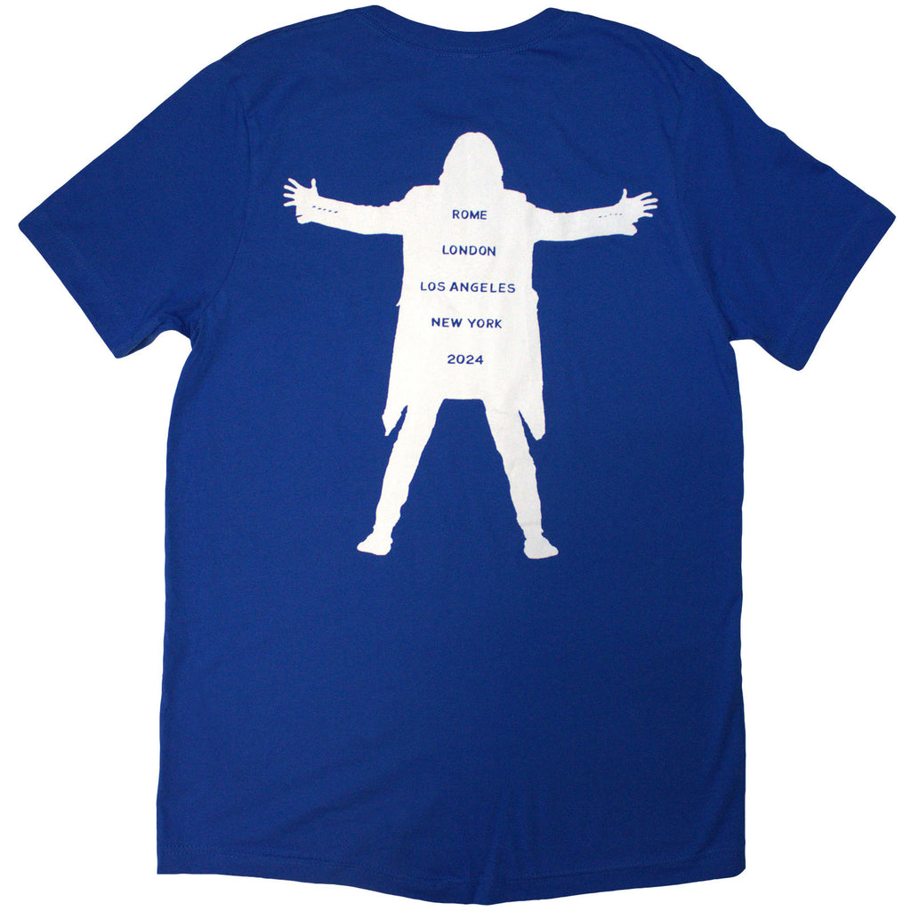 David Gilmour Unisex T-Shirt: Luck & Strange Logo (Blue) (Back Print & Ex-Tour)