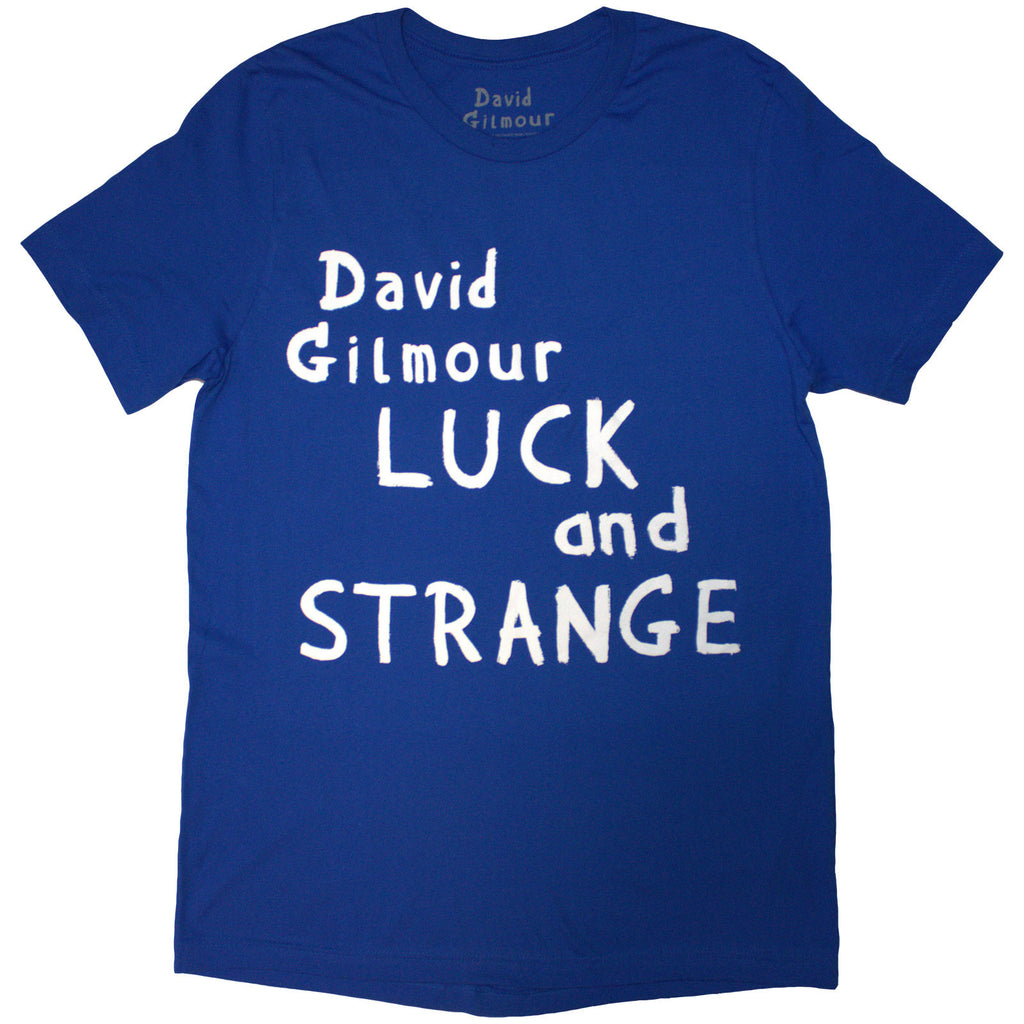 David Gilmour Unisex T-Shirt: Luck & Strange Logo (Blue) (Back Print & Ex-Tour)