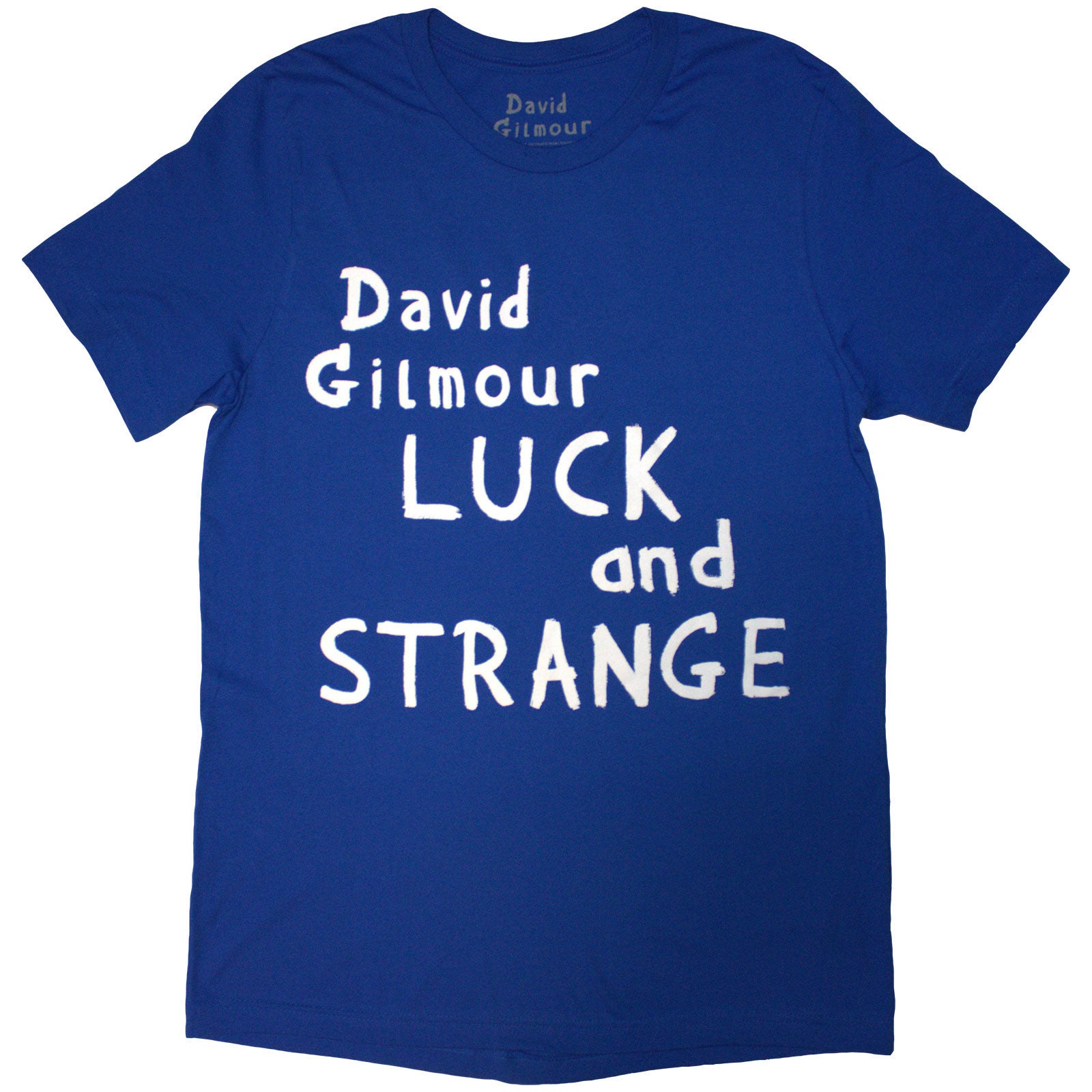 David Gilmour Unisex T-Shirt: Luck & Strange Logo (Blue) (Back Print & Ex-Tour)