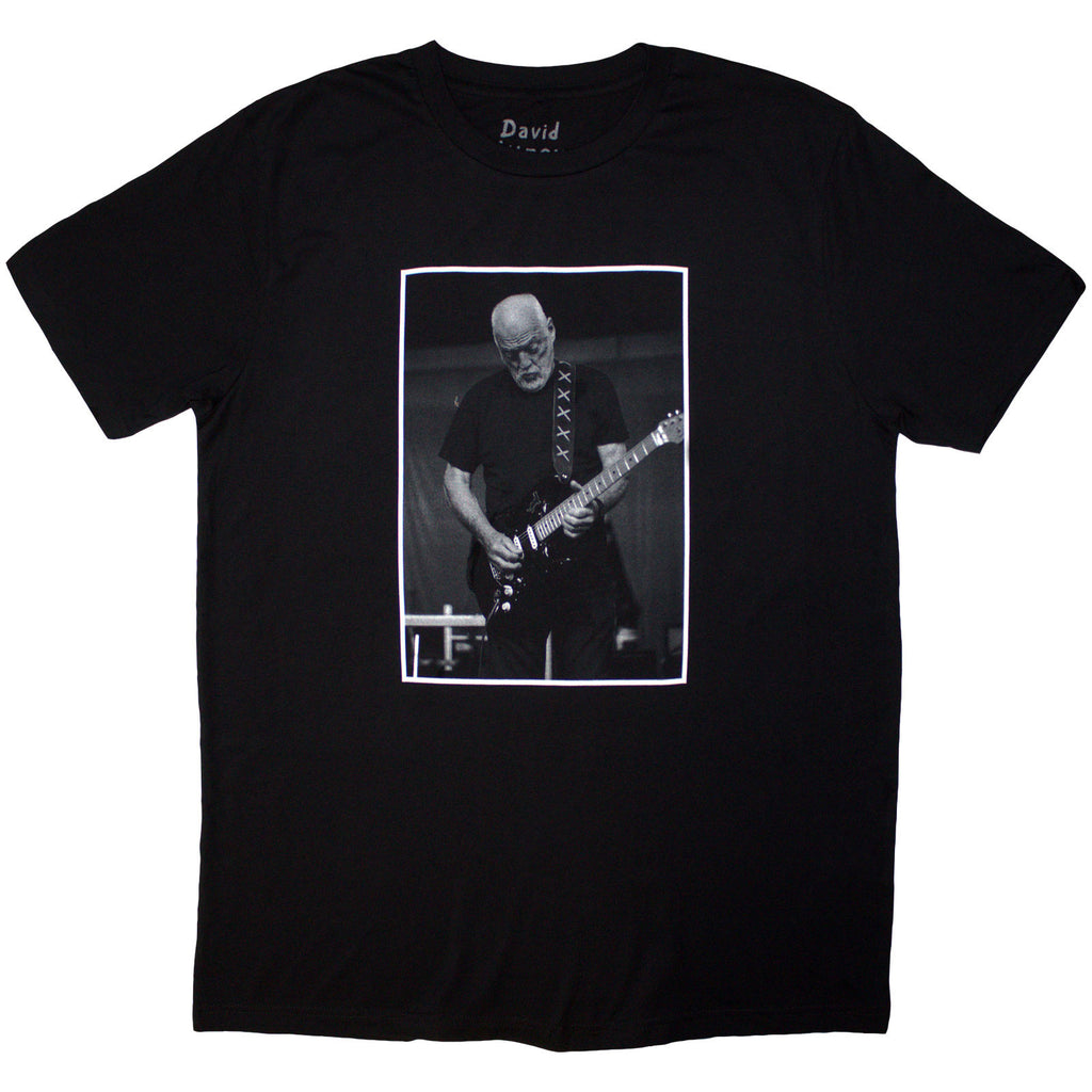 David Gilmour Unisex T-Shirt: Luck & Strange Black Cat Strat (Black) (Back Print & Ex-Tour)