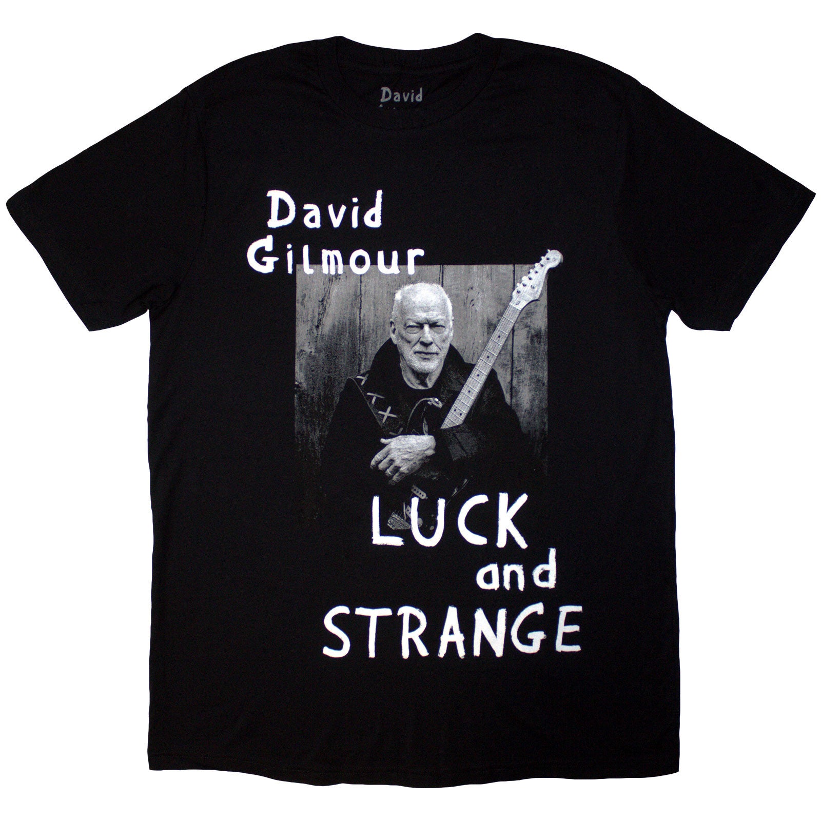 David Gilmour Unisex T-Shirt: Luck & Strange Portrait (Black) (Back Print & Ex-Tour)