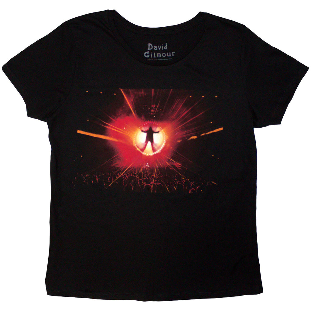 David Gilmour Ladies T-Shirt: Luck & Strange Stage Shot (Black) (Back Print & Ex-Tour)