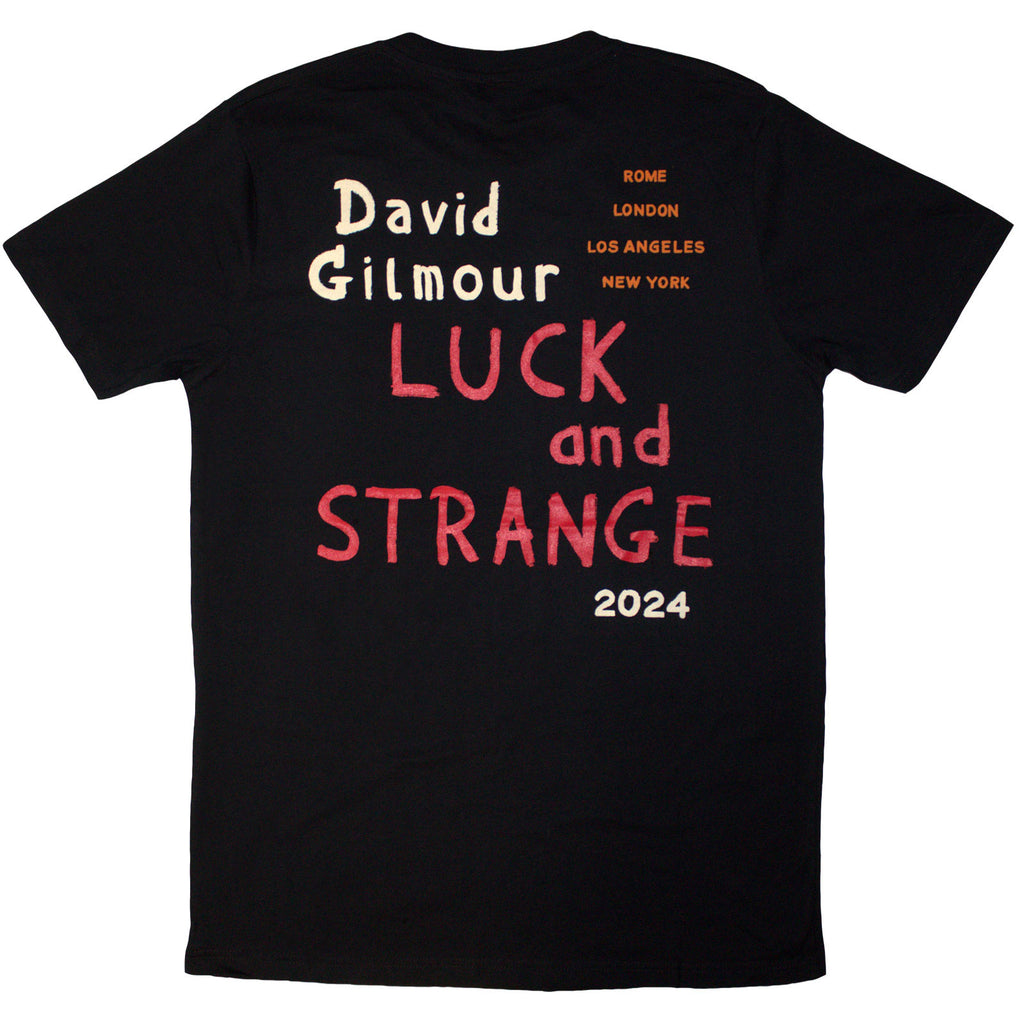 David Gilmour Unisex T-Shirt: Luck & Strange Stage Shot (Black) (Back Print & Ex-Tour)
