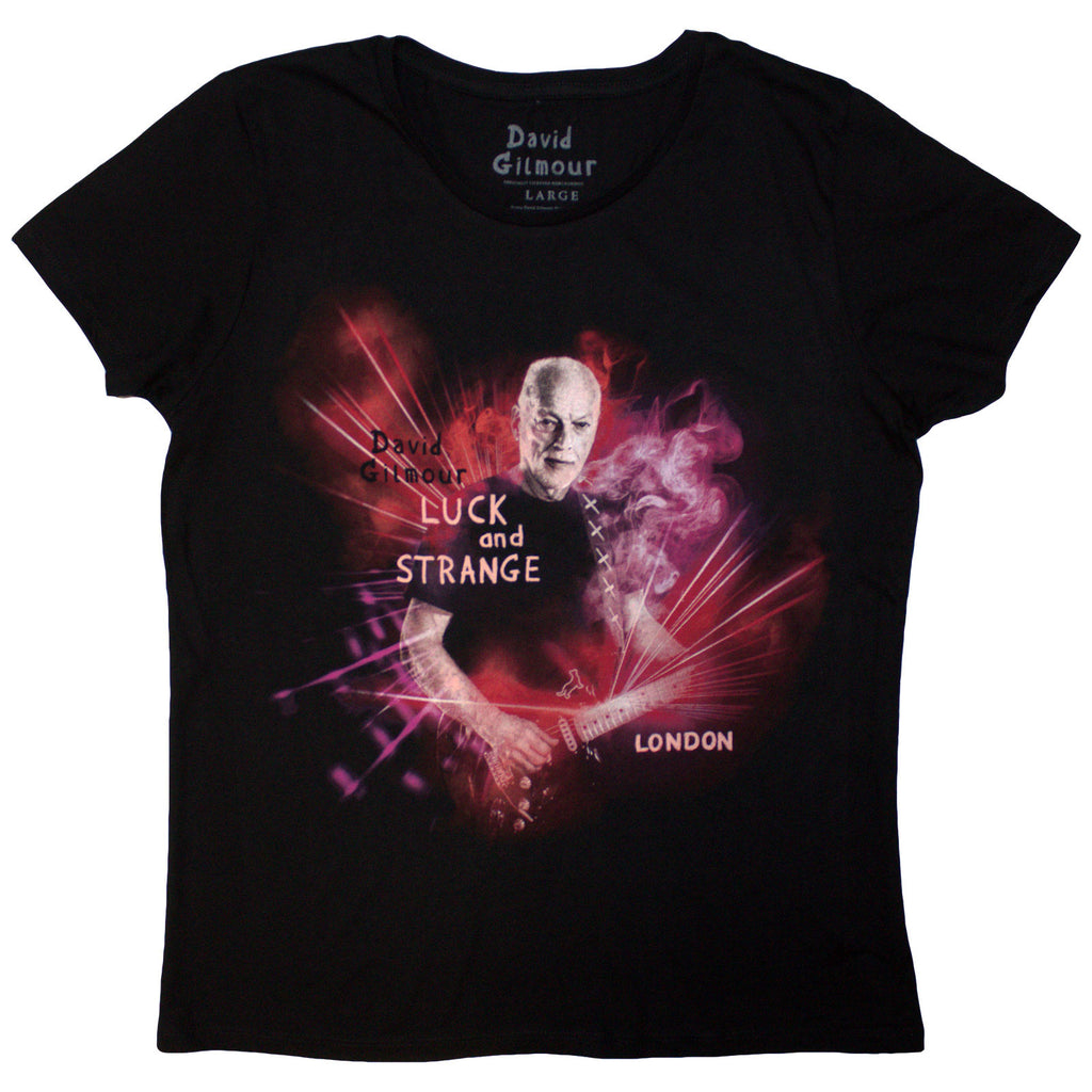 David Gilmour Ladies T-Shirt: Luck & Strange London (Black) (Back Print & Ex-Tour)