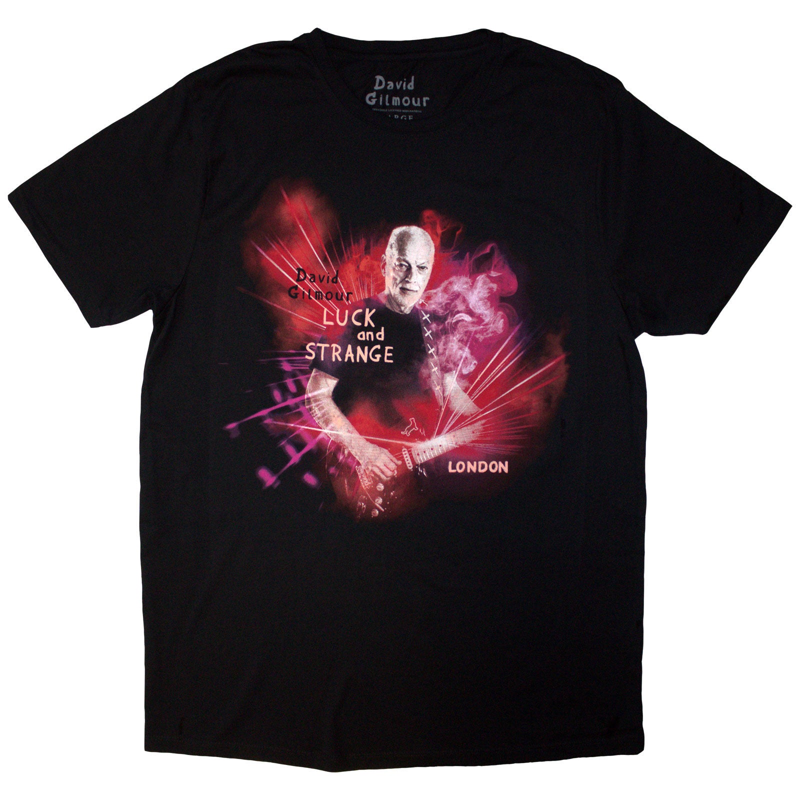 David Gilmour Unisex T-Shirt: Luck & Strange London (Black) (Back Print & Ex-Tour)
