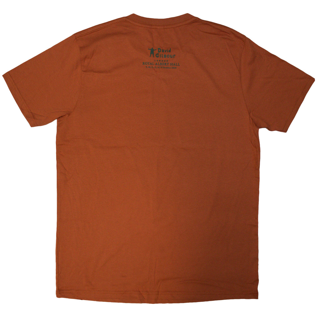David Gilmour Unisex T-Shirt: Luck & Strange London 2 (Orange) (Back Print & Ex-Tour)
