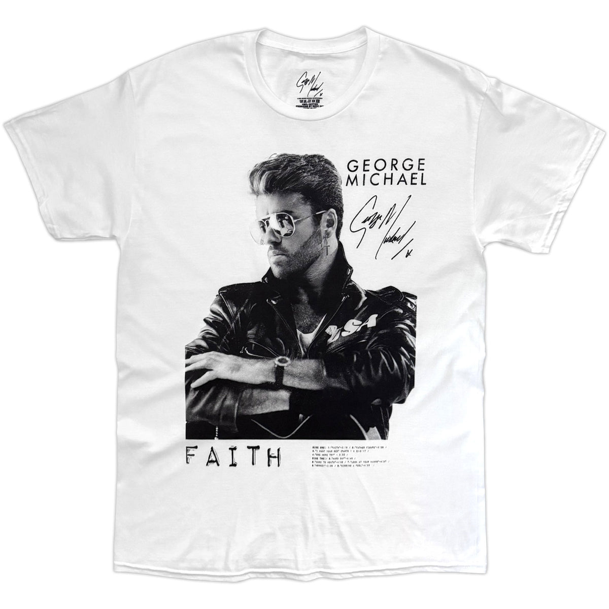 George Michael Unisex T-Shirt: Faith Tracklist (White)