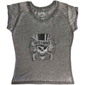 Guns N' Roses Ladies Burnout T-Shirt: Faded Skull (Charcoal Grey) (LOS)