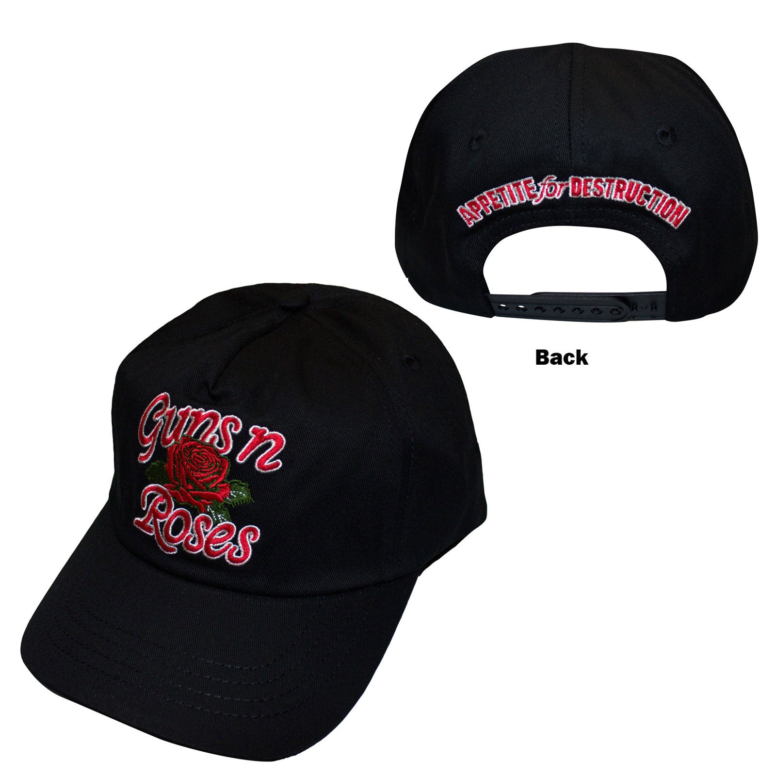 Guns N' Roses Unisex Baseball Cap: Appetite for Destruction Rose (Black) (Back Print)
