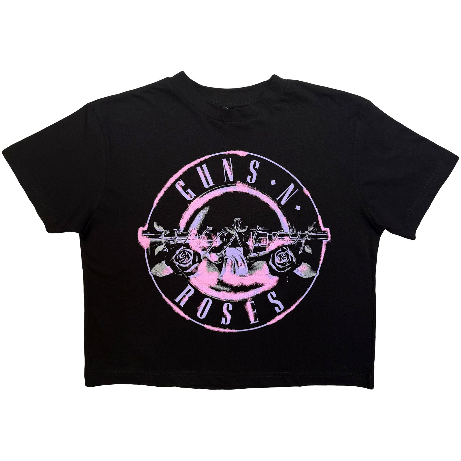 Guns N' Roses Ladies Crop Top: Pink Bullet (Black)