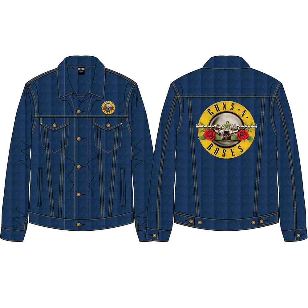 Guns N' Roses Unisex Denim Jacket: Classic Logo (Denim Blue) (Back Print)