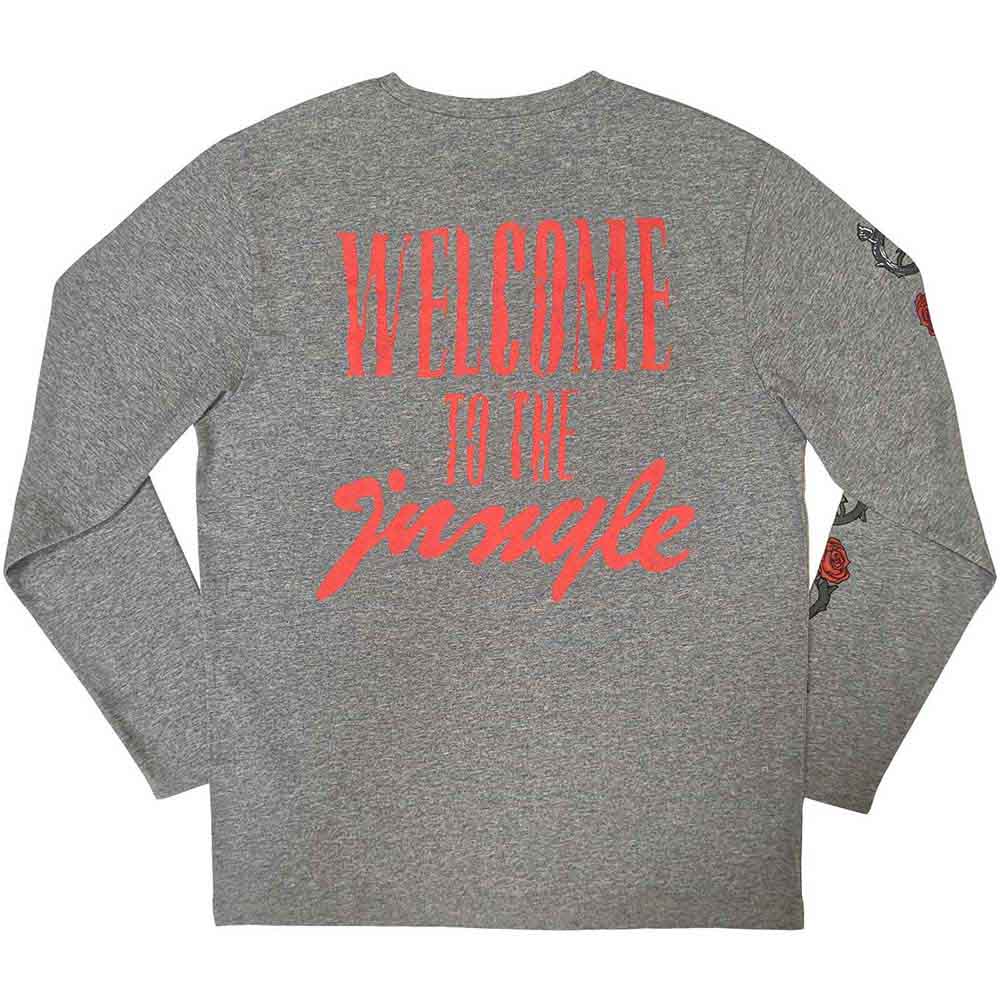 Guns N' Roses Unisex Long Sleeve T-Shirt: Splatter Seal (Grey) (Back & Sleeve print)