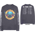 Guns N' Roses Unisex Long Sleeve T-Shirt: Hollywood Tour (Charcoal Grey) (Back & Sleeve Print)