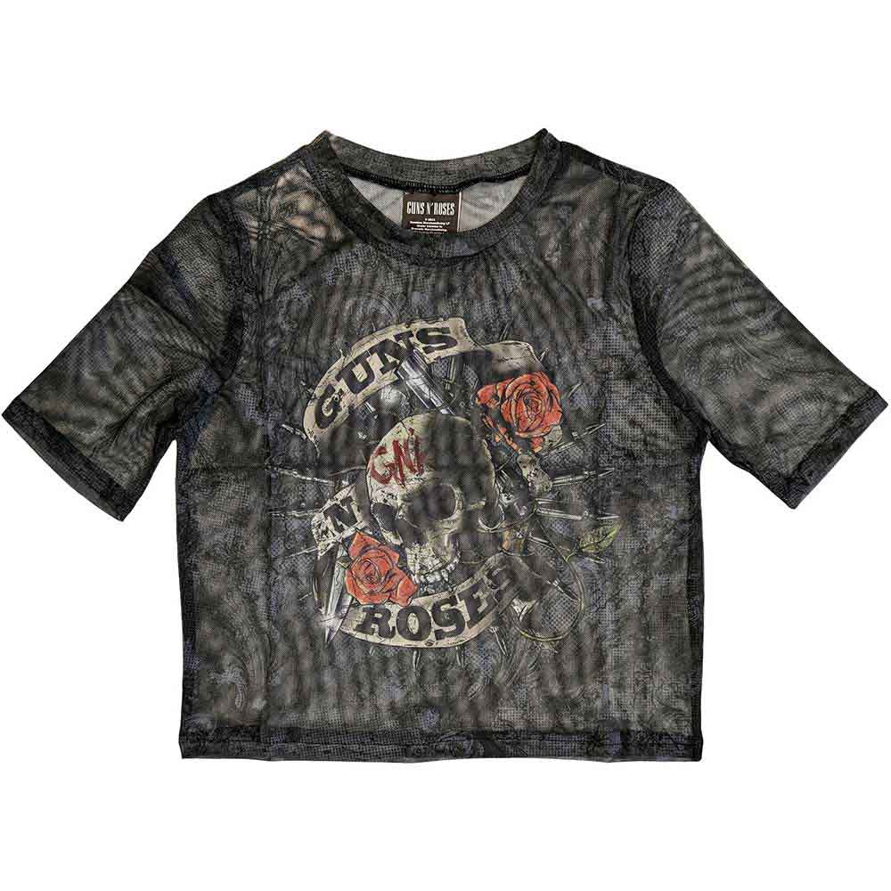 Guns N' Roses Ladies Mesh Crop Top: Firepower (Black)