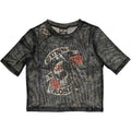 Guns N' Roses Ladies Mesh Crop Top: Firepower (Black)