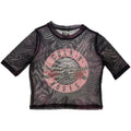 Guns N' Roses Ladies Mesh Crop Top: Pink Tint Bullet Logo (Black)