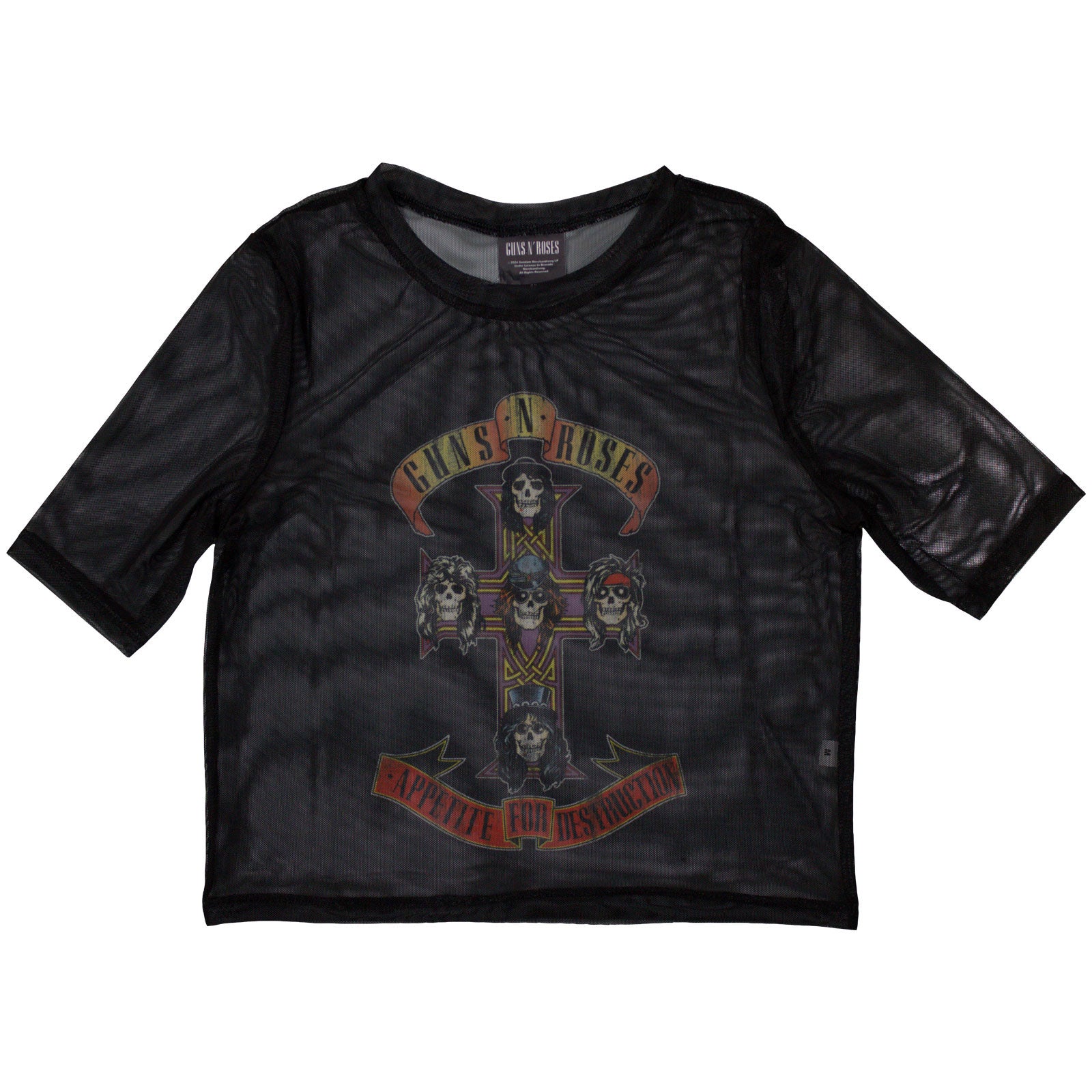 Guns N' Roses Ladies Mesh Crop Top: Appetite For Destruction (Black)