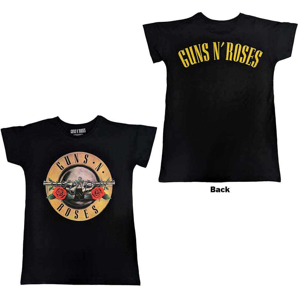 Guns N' Roses Ladies Nightdress: Classic Logo (Black) (Back Print)