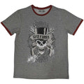 Guns N' Roses Unisex Ringer T-Shirt: Faded Skull (Grey)