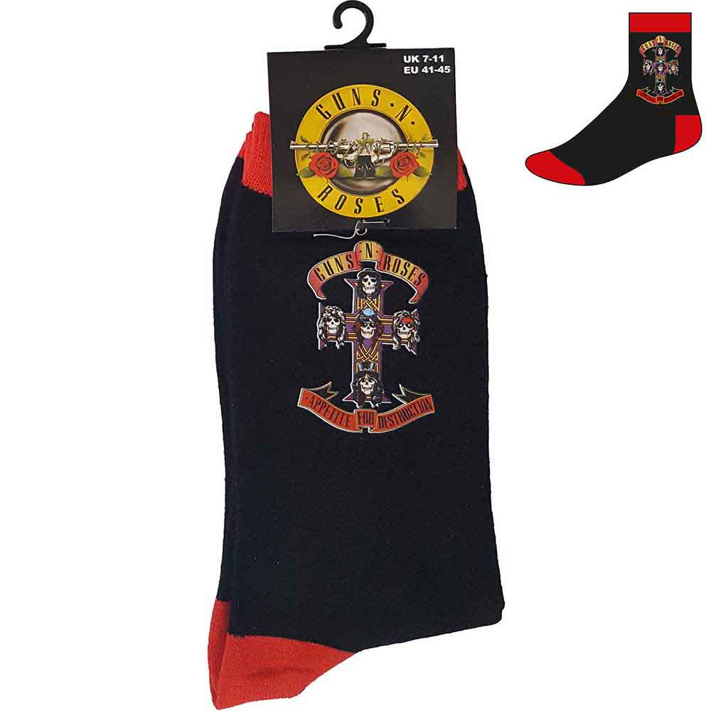 Guns N' Roses Unisex Ankle Socks: Appetite Cross (Black) (UK Size 7 - 11)