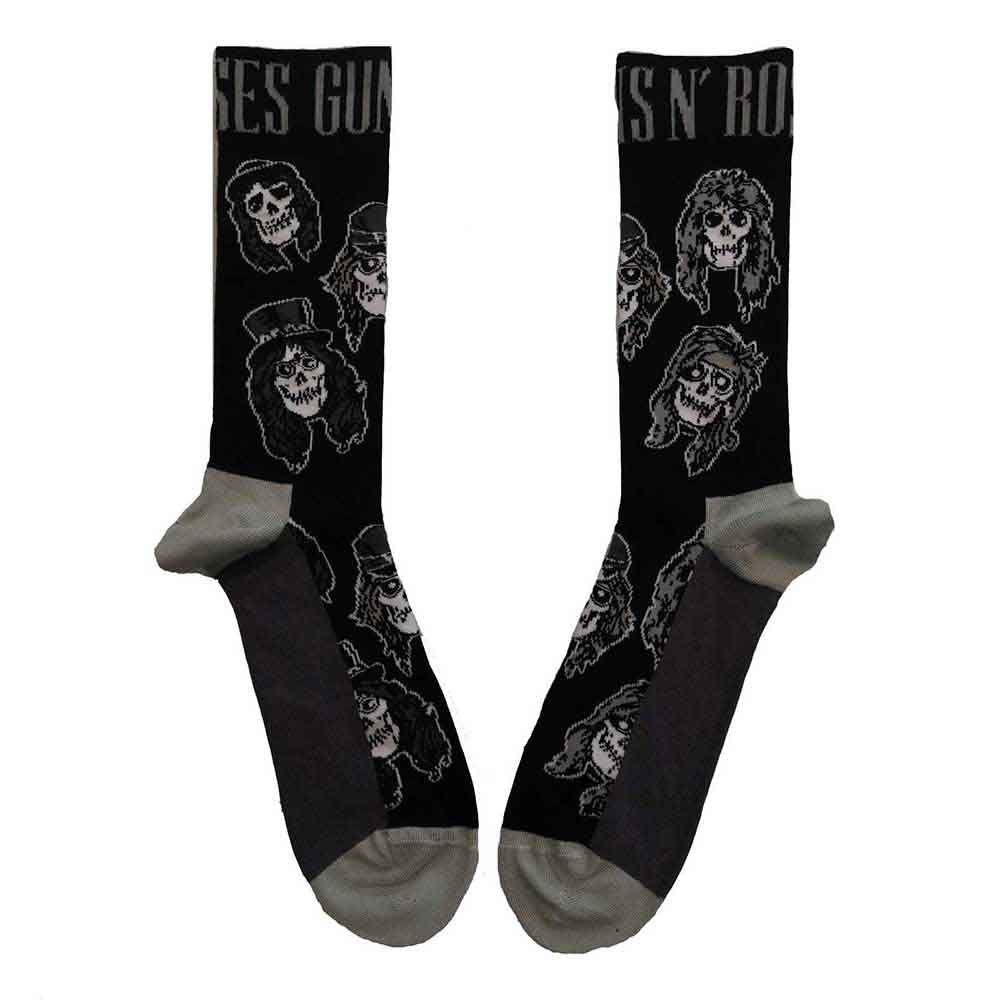 Guns N' Roses Unisex Ankle Socks: Skulls Band Monochrome (Black) (UK Size 7 - 11)