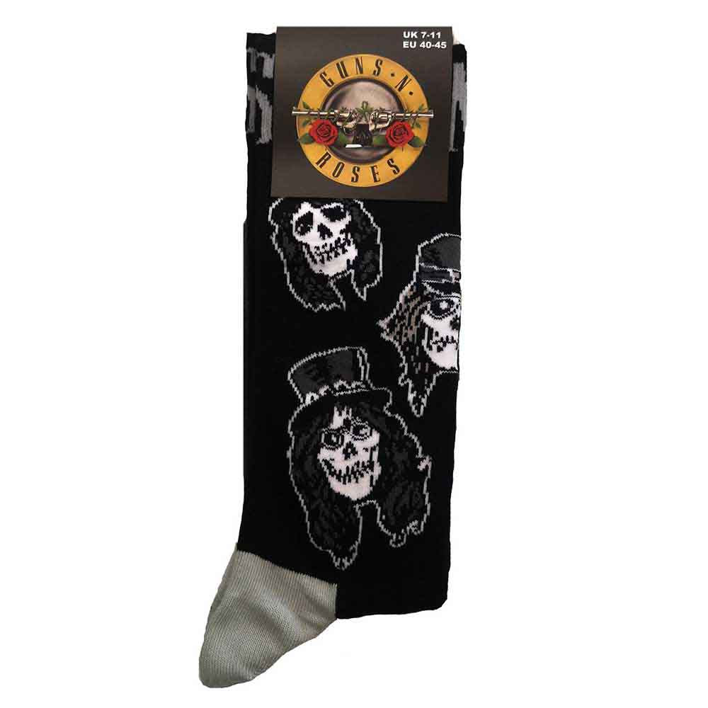 Guns N' Roses Unisex Ankle Socks: Skulls Band Monochrome (Black) (UK Size 7 - 11)