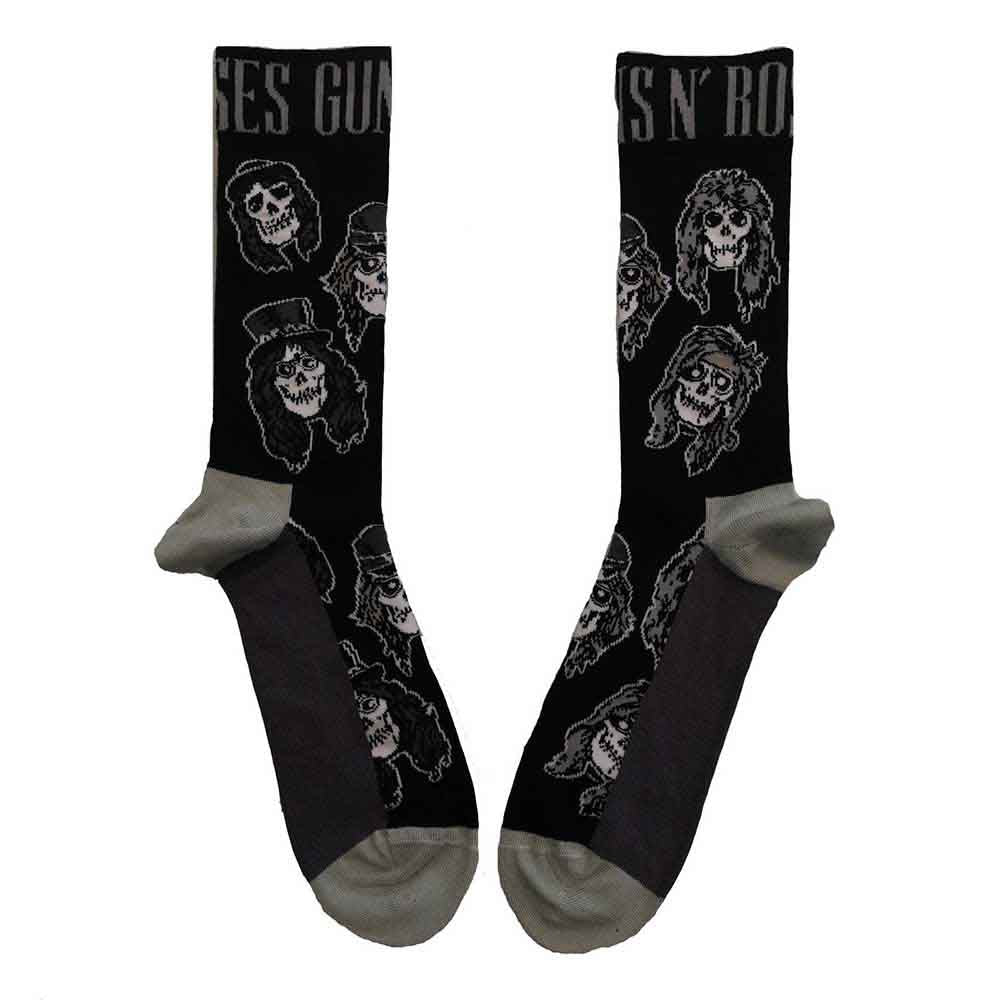 Guns N' Roses Unisex Ankle Socks: Skulls Band Monochrome (Black) (UK Size 7 - 11)