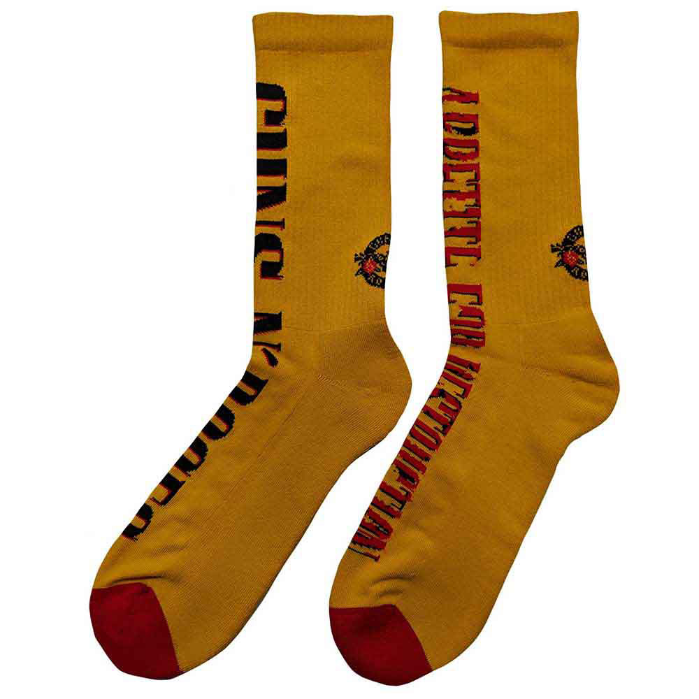 Guns N' Roses Unisex Terry Socks: Appetite For Destruction (Yellow) (UK Size 4 - 7)