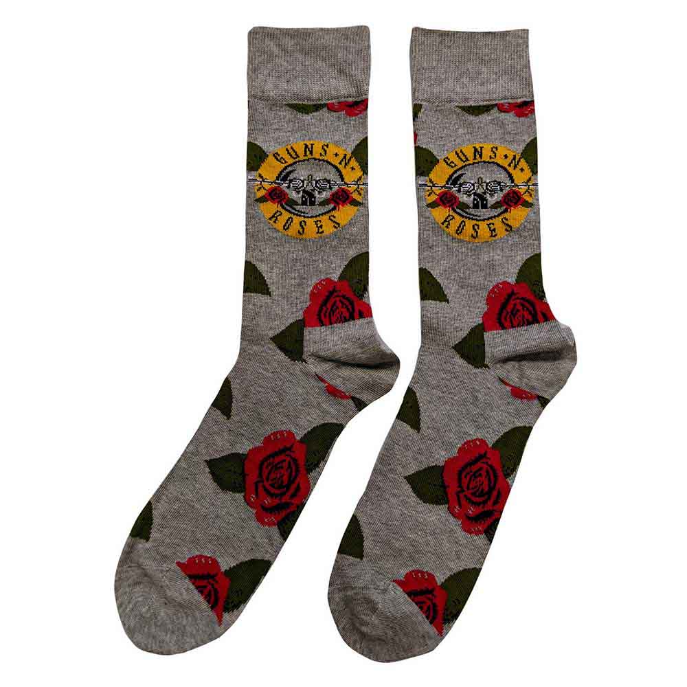 Guns N' Roses Unisex Ankle Socks: Bullet Roses (Grey) (UK Size 7 - 11)