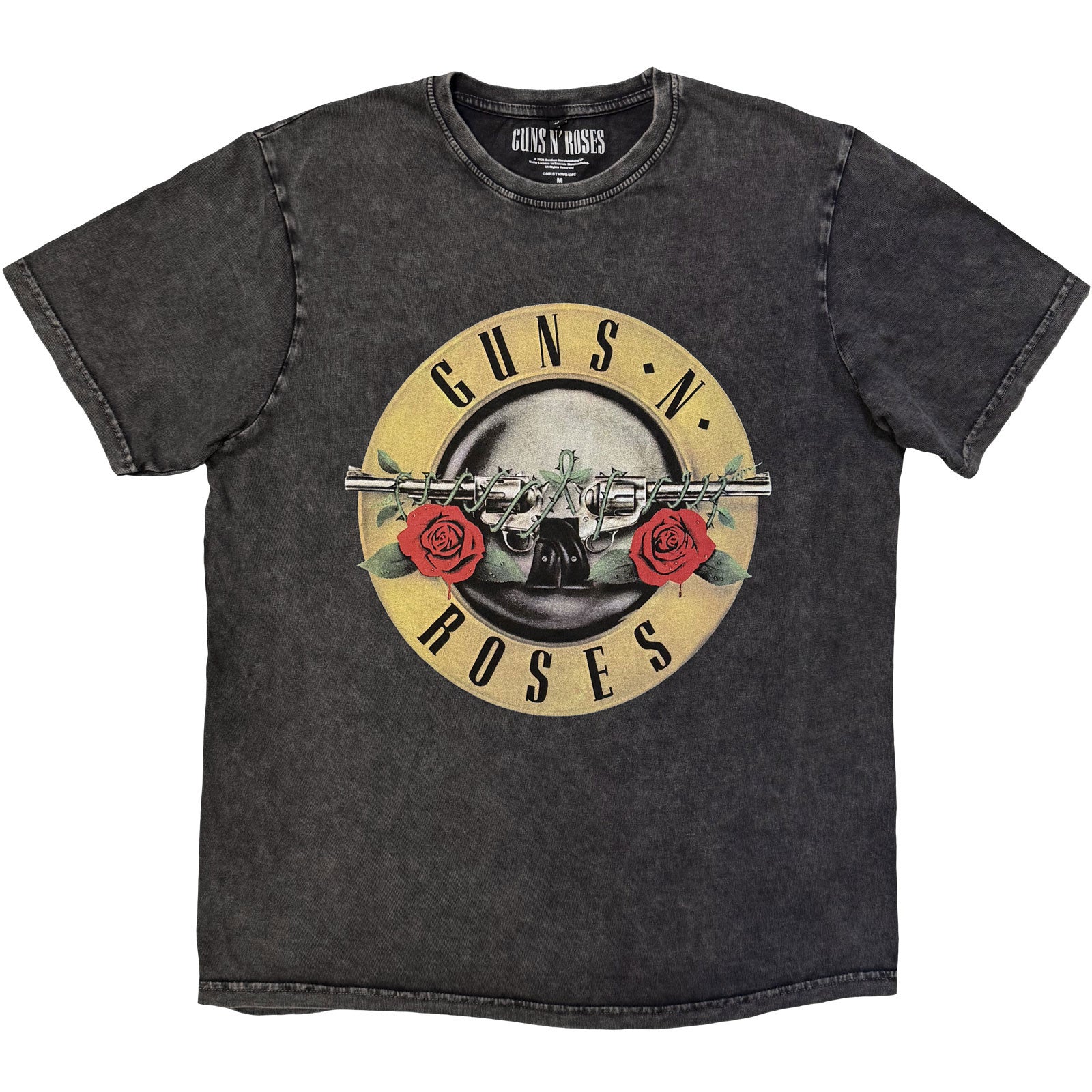 Guns N' Roses Unisex Stone Wash T-Shirt: Classic Logo (Charcoal Grey)
