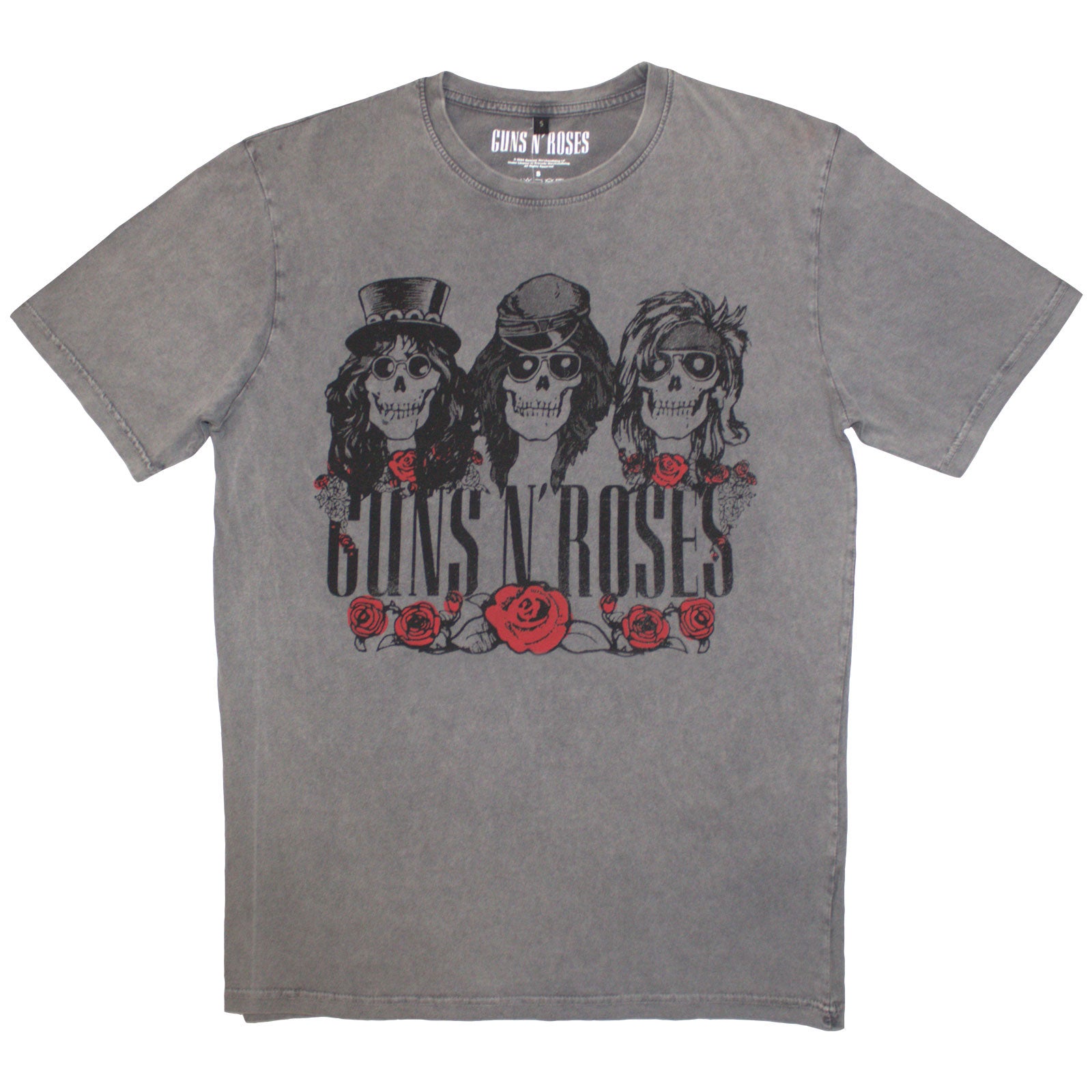Guns N' Roses Unisex Stone Wash T-Shirt: Hell Group (Grey)