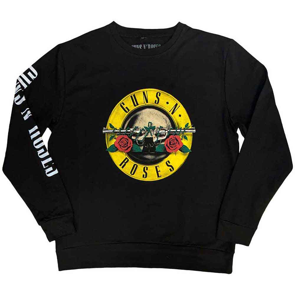 Guns N' Roses Unisex Sweatshirt: Classic Logo (Black) (Sleeve Print)