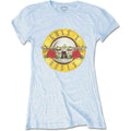 Guns N' Roses Ladies T-Shirt: Classic Bullet Logo (Powder Blue) (Skinny Fit)