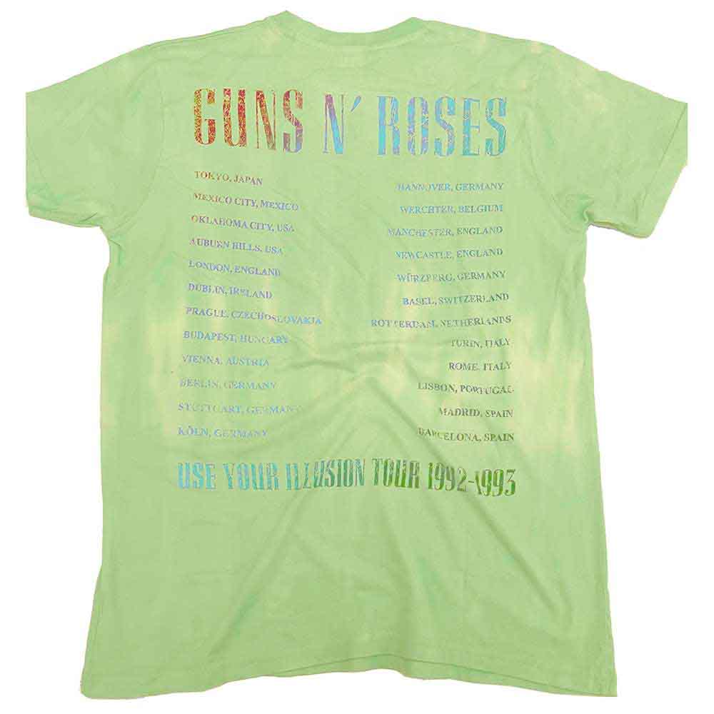 Guns N' Roses Unisex T-Shirt: Gradient Use Your Illusion Tour (Green) (Back Print & Wash Collection)