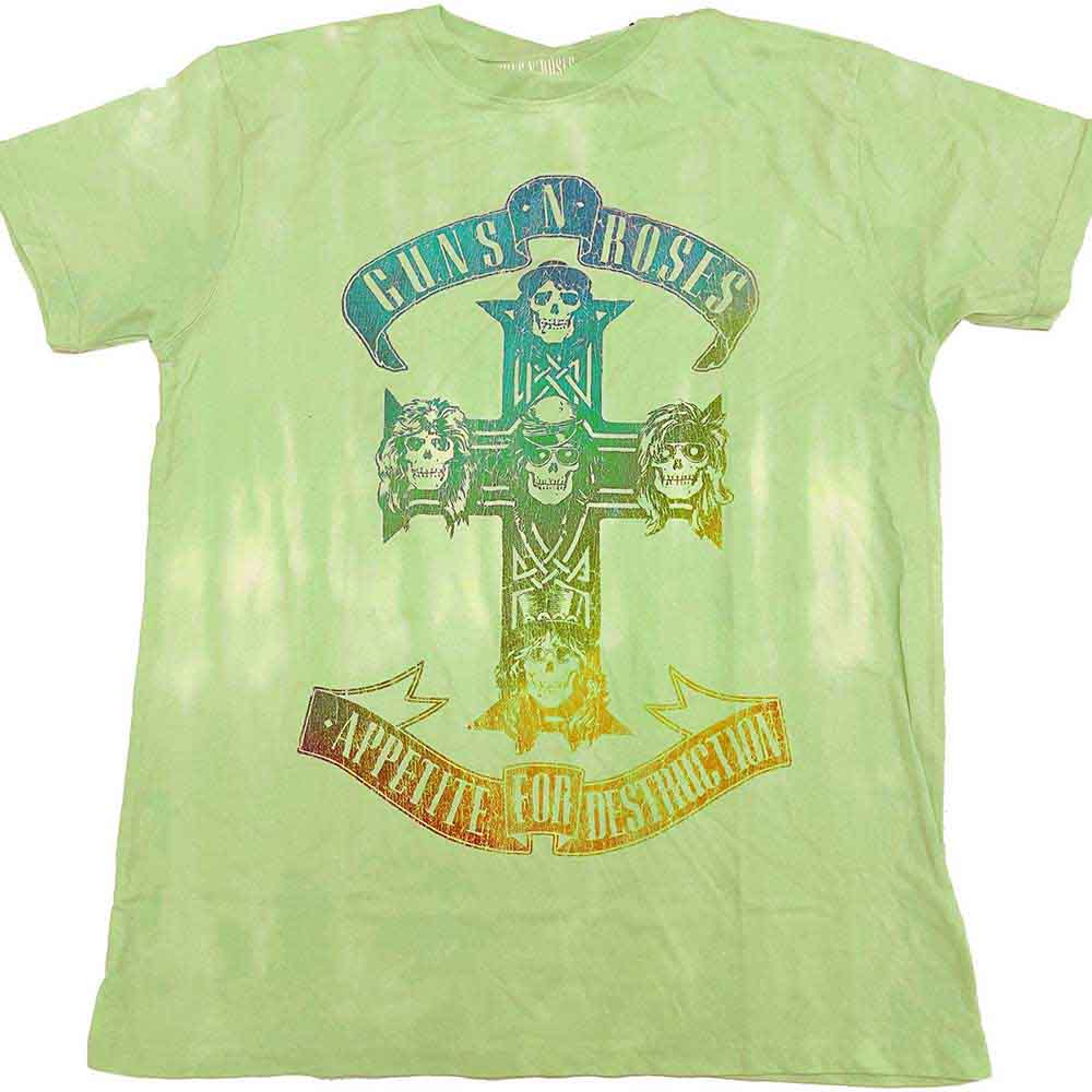 Guns N' Roses Unisex T-Shirt: Gradient Use Your Illusion Tour (Green) (Back Print & Wash Collection)