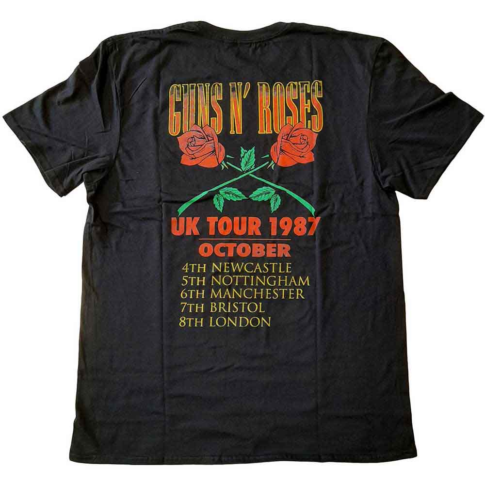 Guns N' Roses Unisex T-Shirt: UK Tour '87 (Black) (Back Print)