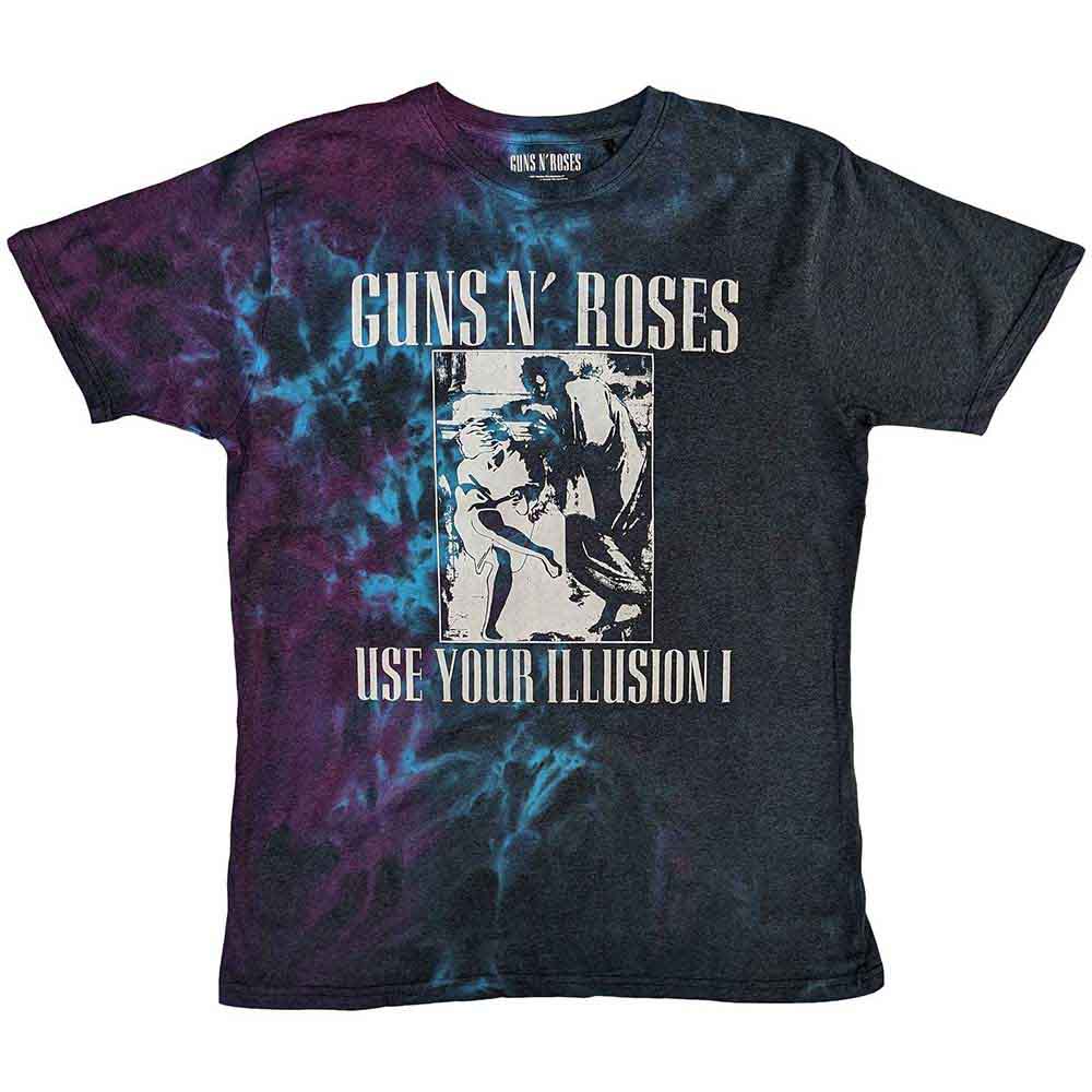 Guns N' Roses Unisex T-Shirt: Use Your Illusion Monochrome (Blue) (Wash Collection)