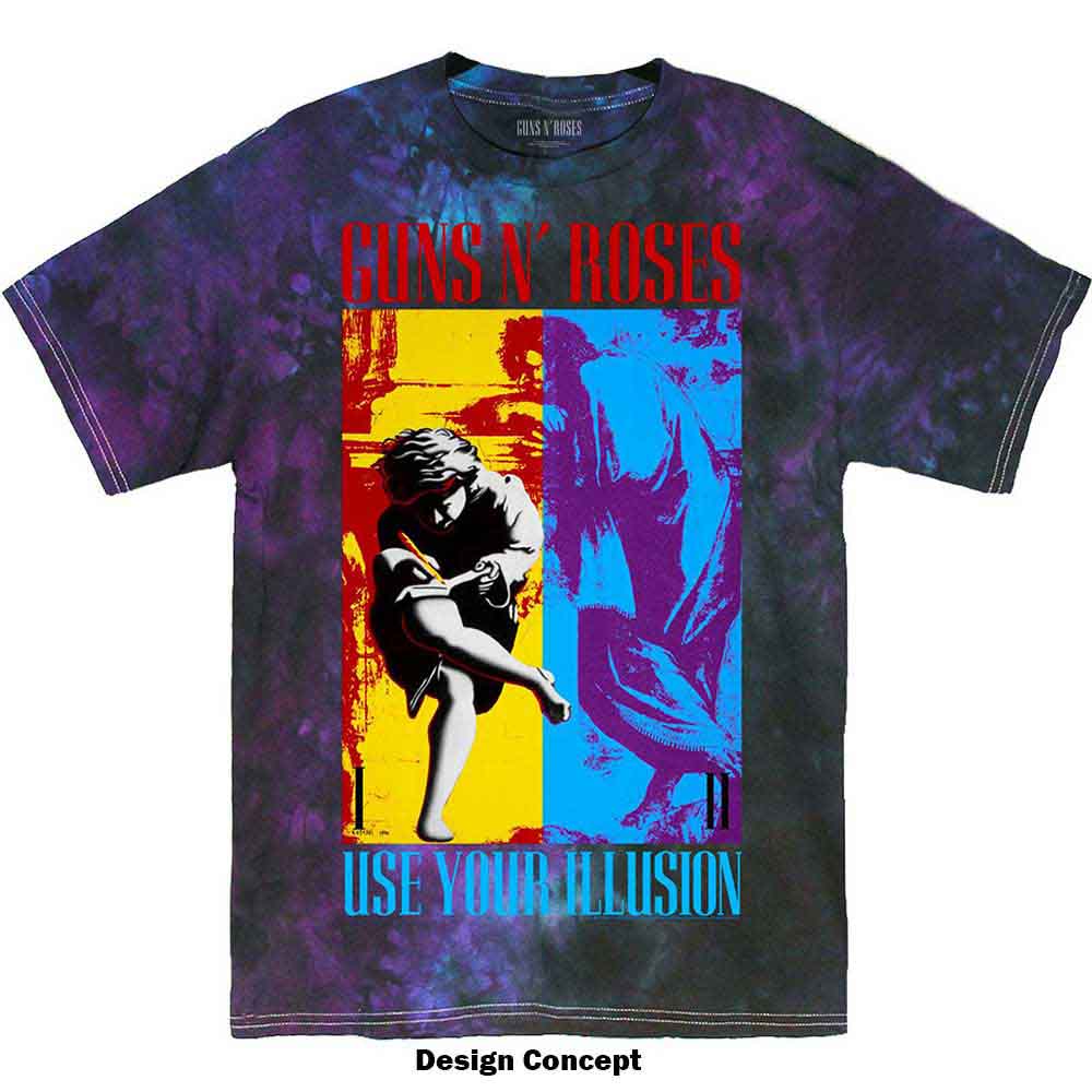 Guns N' Roses Unisex T-Shirt: Use Your Illusion (Blue) (Wash Collection)