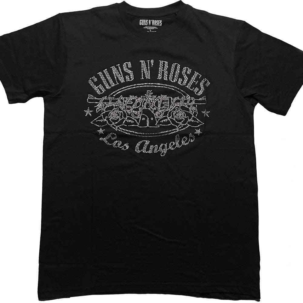 Guns N' Roses Unisex T-Shirt: LA Logo (Black) (Embellished)