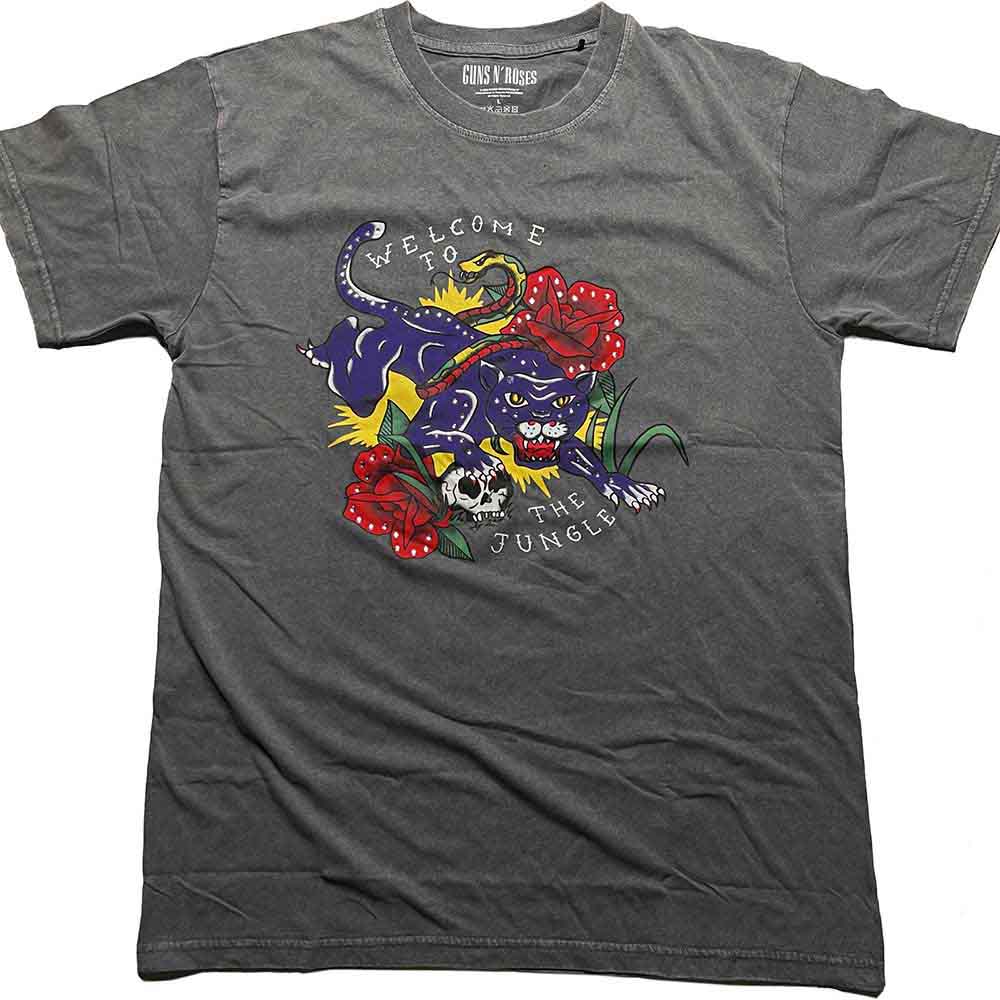 Guns N' Roses Unisex T-Shirt: Welcome to the Jungle (Grey) (Embellished)