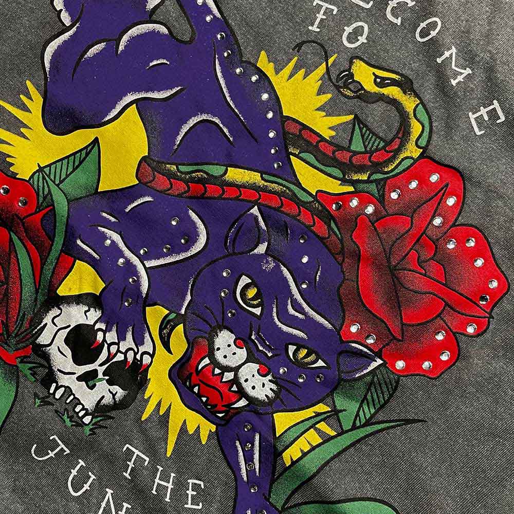 Guns N' Roses Unisex T-Shirt: Welcome to the Jungle (Grey) (Embellished)