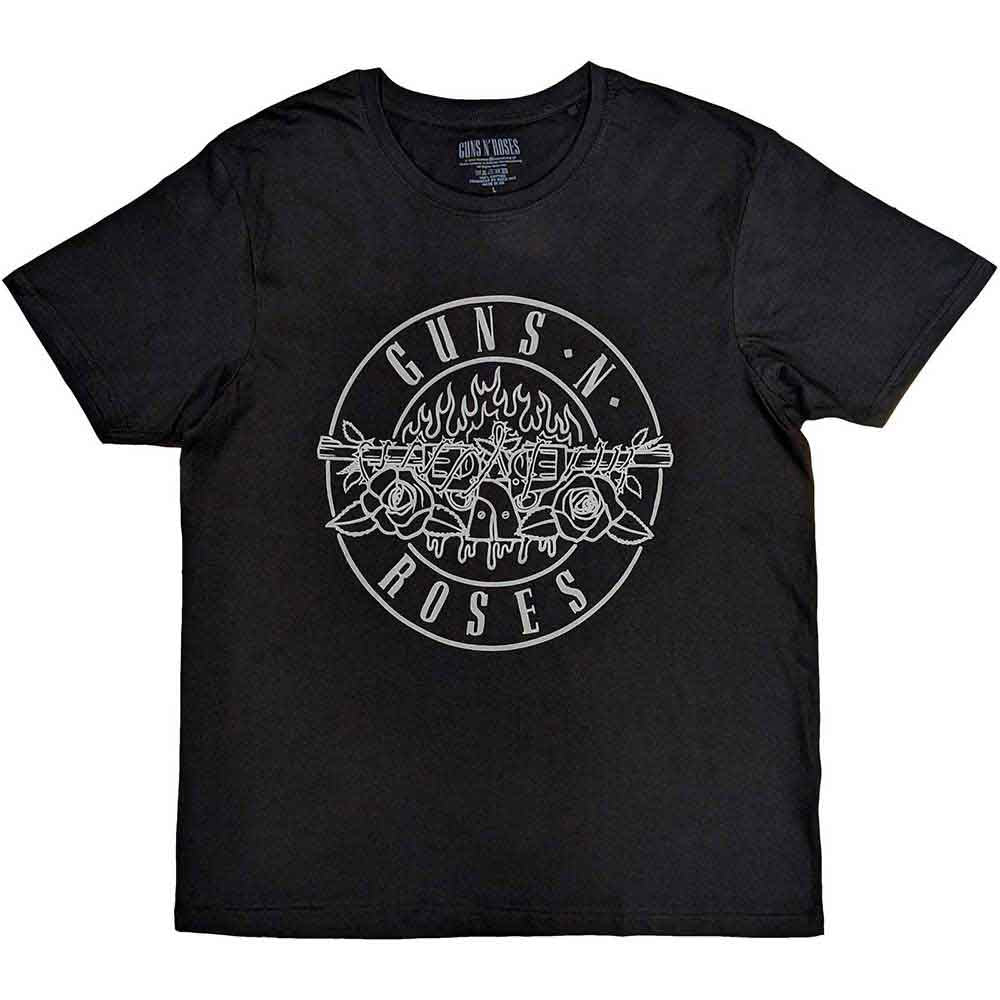 Guns N' Roses Unisex T-Shirt: Classic Bullet Mono (Black) (Back Print)