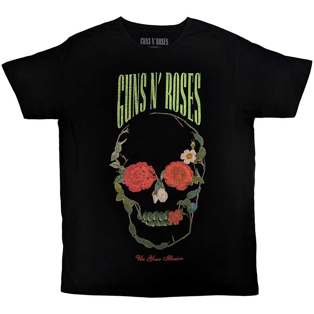 Guns N' Roses Unisex T-Shirt: Rose Skull (Black)