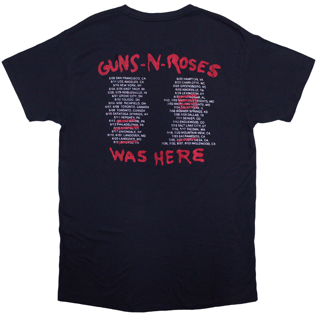 Guns N' Roses Unisex T-Shirt: Was Here (Navy Blue) (Back Print)