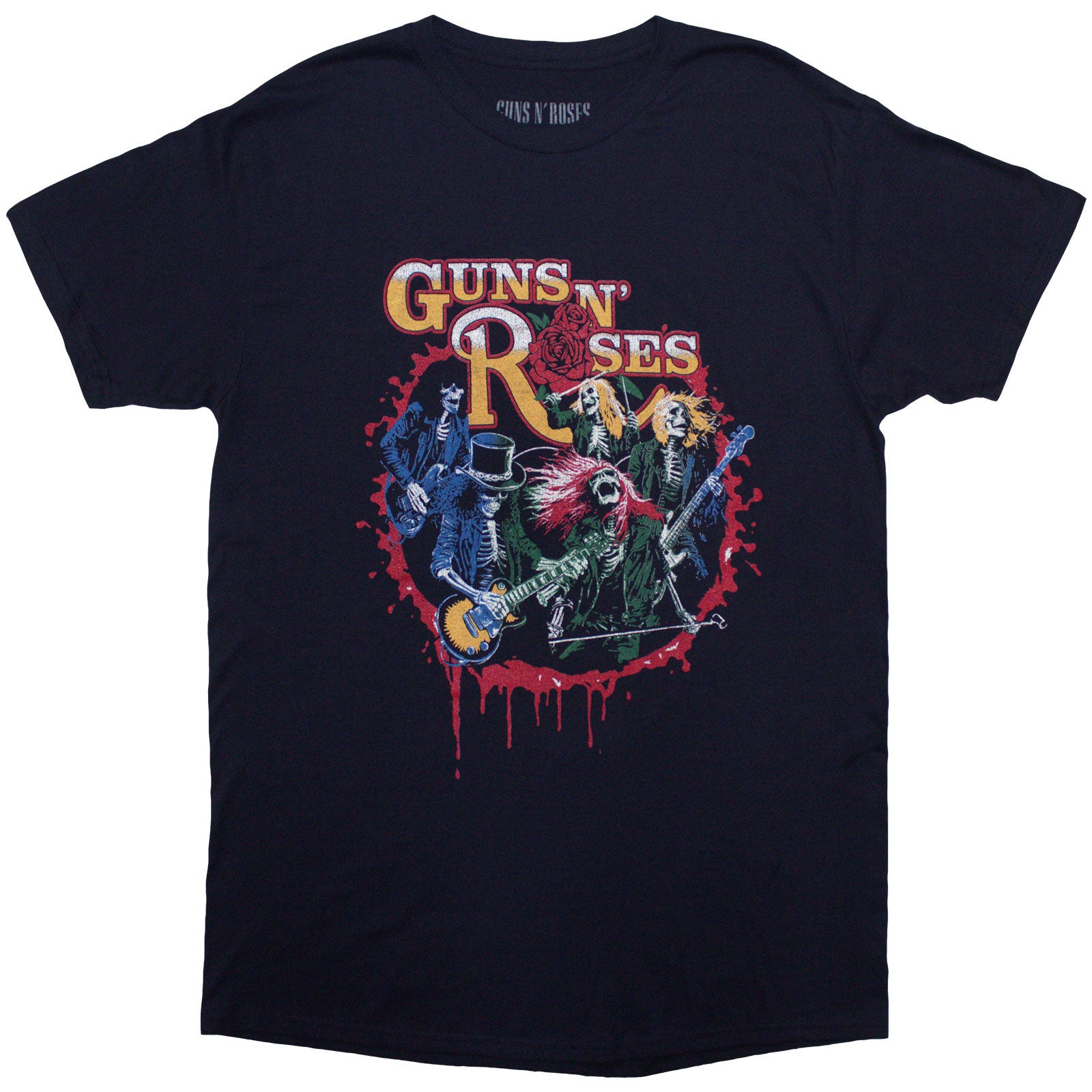 Guns N' Roses Unisex T-Shirt: Was Here (Navy Blue) (Back Print)