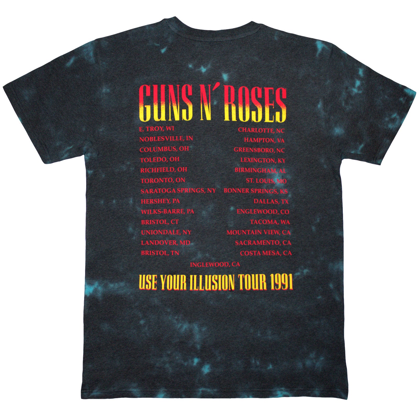 Guns N' Roses Unisex T-Shirt: UYI Tour '91 (Black) (Back Print & Wash Collection)