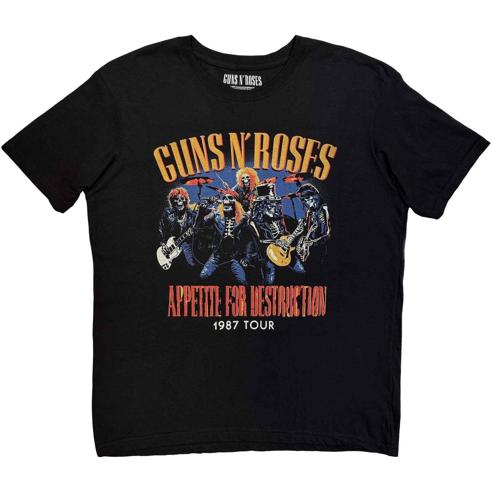 Guns N' Roses Unisex T-Shirt: Skeleton 1987 Tour (Black) (Back Print)